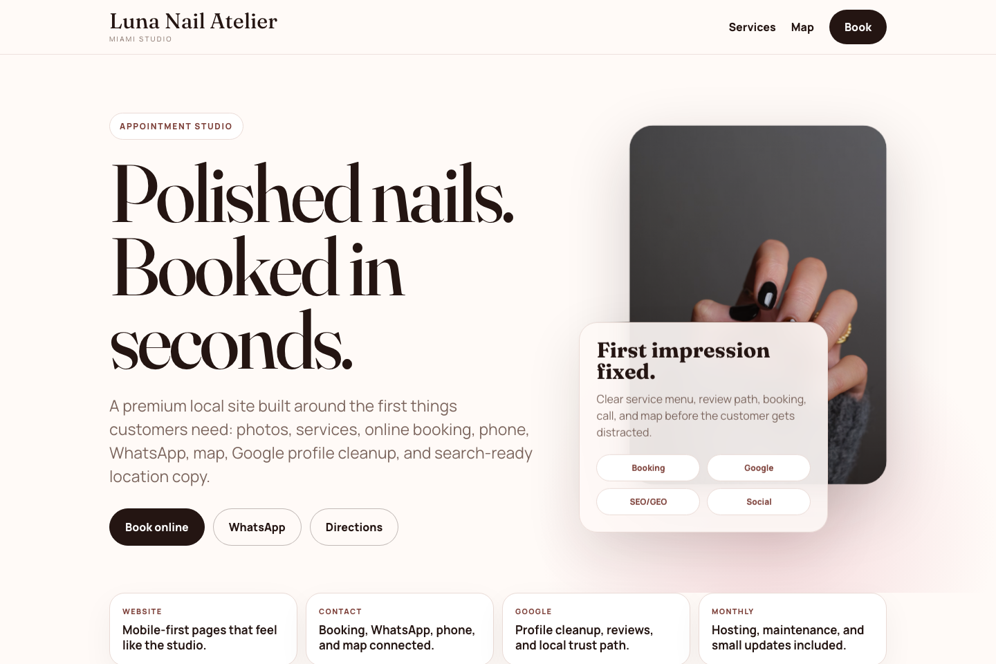 Salon website example screenshot